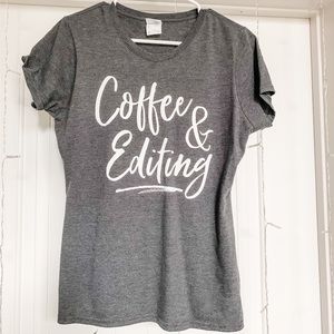 PORT & COMPANY “Coffee & Editing” Gray Tee